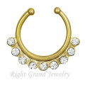 Gold Plated Indian Clip On Fake Nose Ring Custom Septum Piercing Jewelry